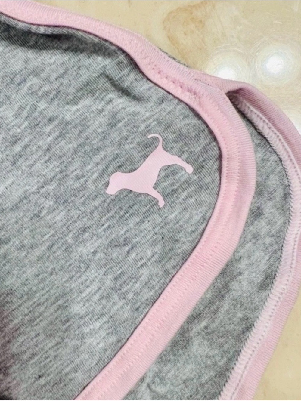 PINK VICTORIA'S SECRET Cotton Dorm Boyshorts Heather Grey Coconut Pink Logo XL - Picture 3 of 10